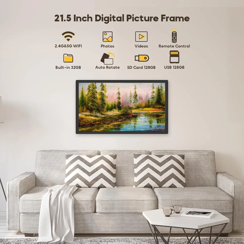 Uhale 21.5 Inch Large Digital Picture Frame WiFi with Remote Control, 1920 x 1080 FHD IPS No Touch Screen Electronic Photo