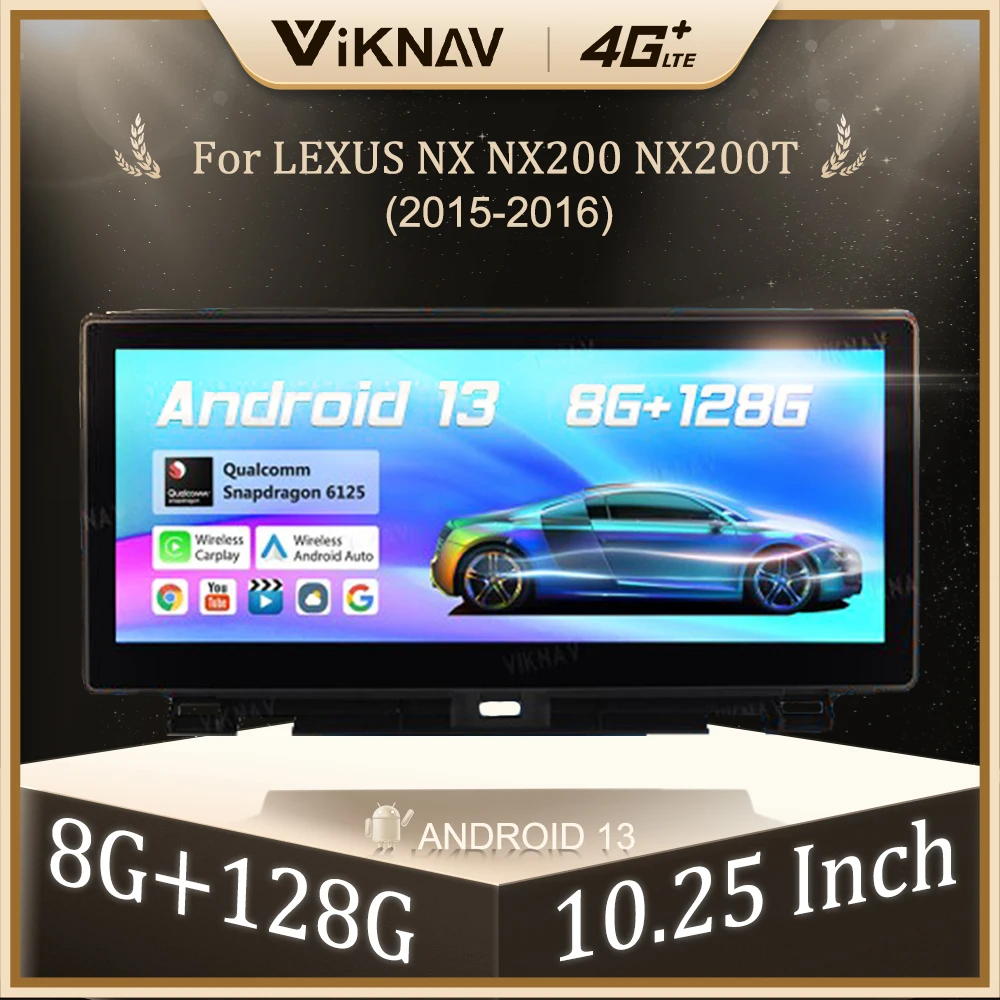 

10,25-дюймовый автомобильный радиоприемник Android 13 для LEXUS NX NX200 NX200T 2015-2016 Carplay GPS-навигация Авто стерео мультимедийный видеоплеер