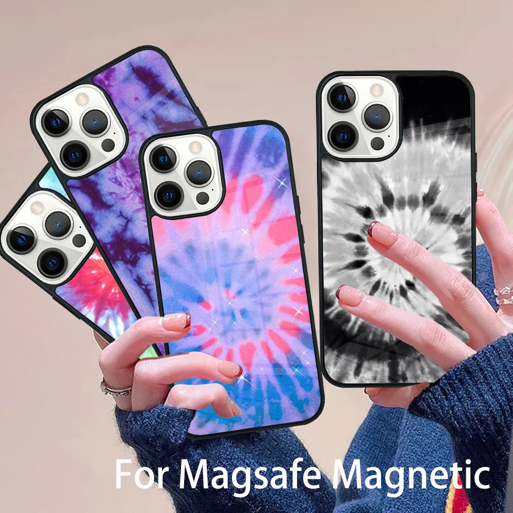 

Tie Dye Trippy Phone Case Magesafe Magnetic Wireless Charge Cover For IPhone 16 11 12 13 14 15 Pro Max Plus Mini