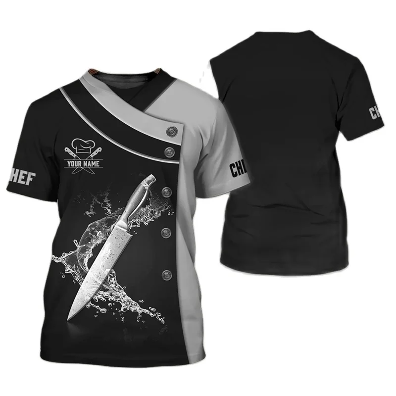 1 Piece Custom Your Picture Chef T Shirt Fake Suit Cook Print Tee Summer Quick Dry Funny Tshirts Oversized Short Sleeve Top High