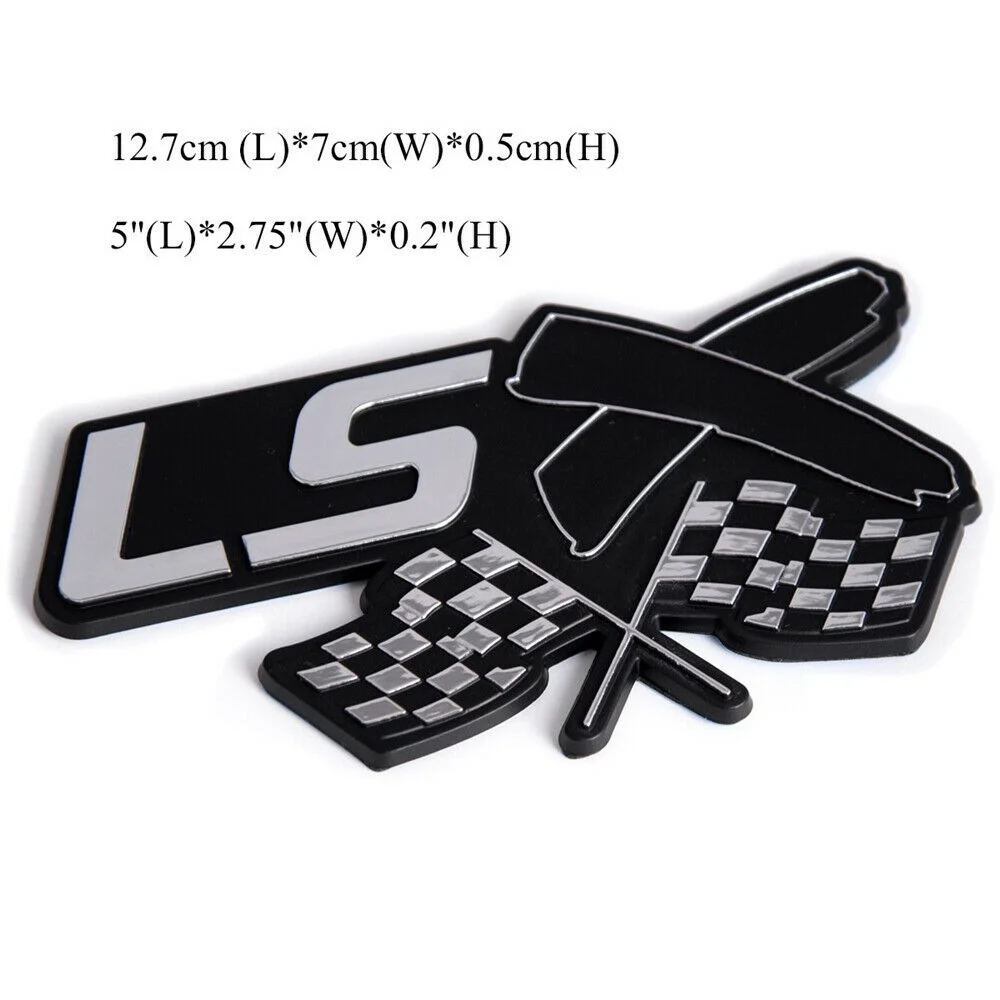 2pcs Car Fender Side Door Racing Flag LSX Emblem Decor Badge for Corvette Silverado Camaro