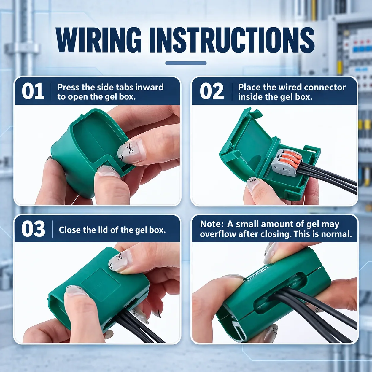 Mini Waterproof Box Gel Box Waterproof Green Connector for Wiring Terminal Insulation Sealing (Disposable)