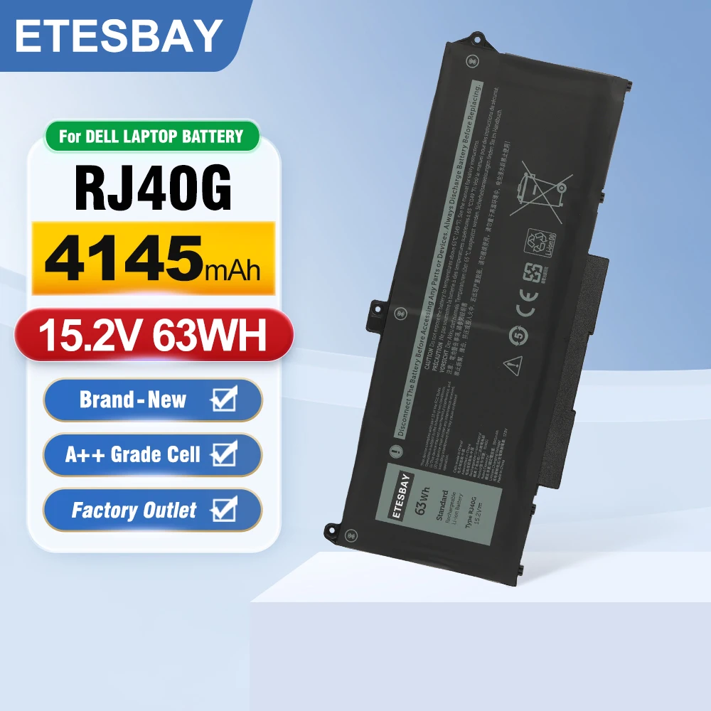 ETESBAY RJ40G WY9DX 075X16 For Dell Latitude 5520 5420 Precision 3560 P104F P137G 01K2CF 0WK3F1 005R42 15.2V Laptop Battery