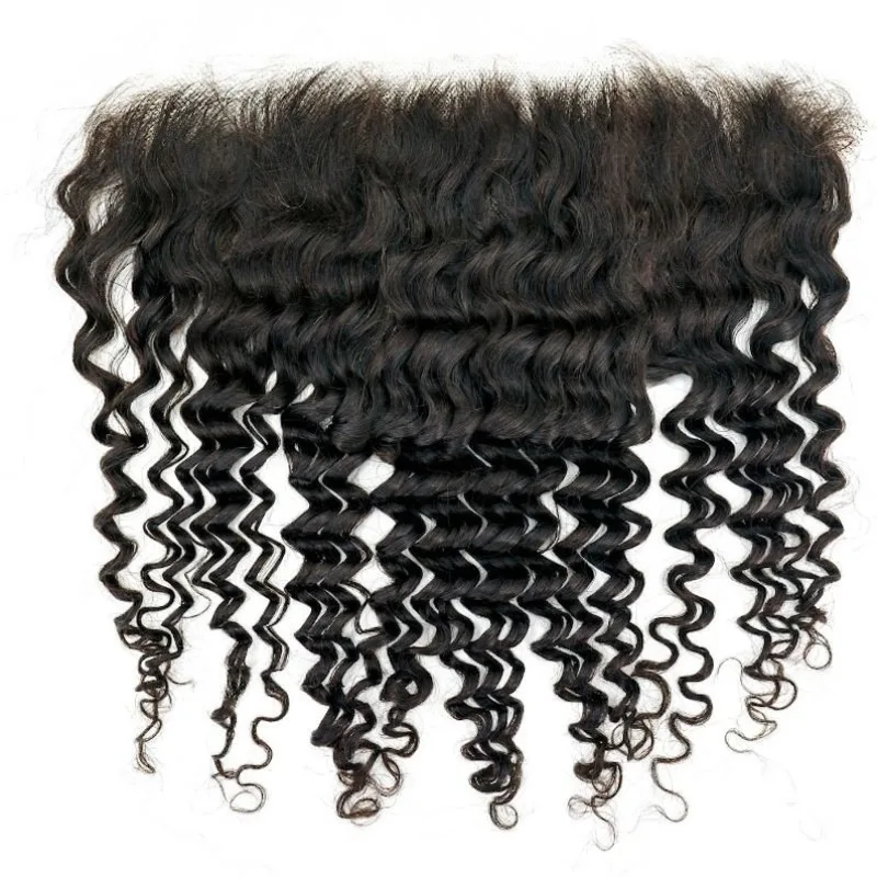 12-22 Inch Deep Wave 13x6 Human Hair Lace Frontal Full End Natural Color Brazilian Virgin Hair Pre-Plucked 150% Density