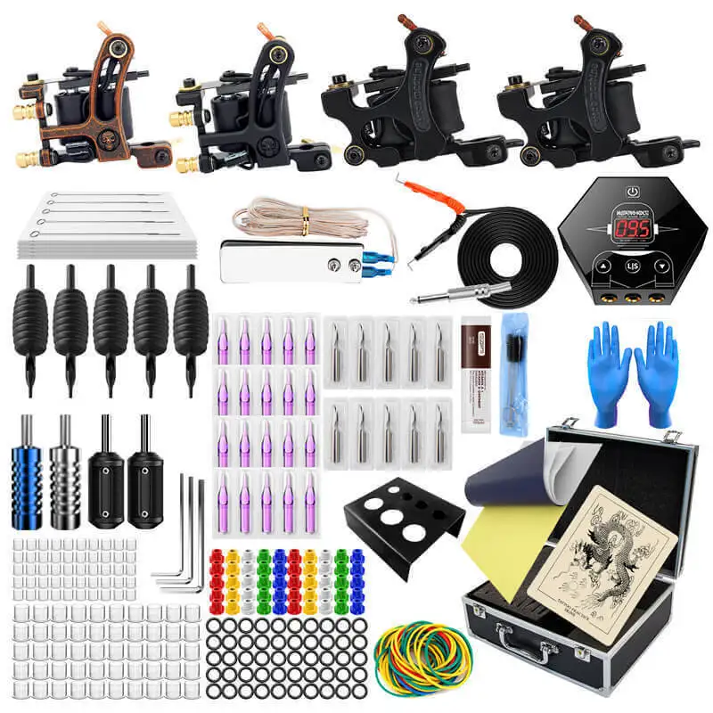 

Tattoo kit set full set of tattoo equipment 4-machine tattoo machine disposable tattoo needle power hook machine