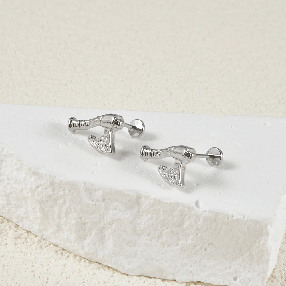 1Pair Push-in Threadless Helix Tragus Wrench  Labret Studs Hip Hop Men Rock Punk Dragon Kit Design Earrings Halloween Jewelry