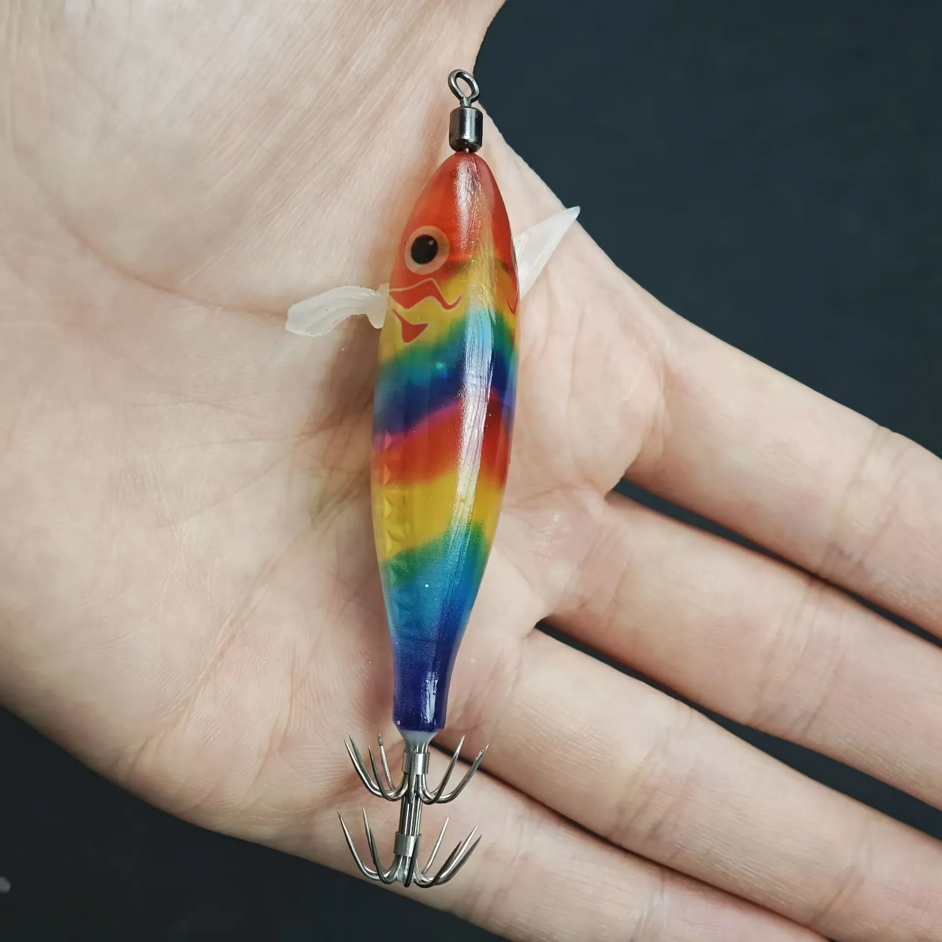 19 Stück/Set Leuchtender Tintenfisch-Jig 8cm/5,7g Garnelen-Angelköder Haken Meeresfischerei-Zubehör Künstlicher Köder Oktopus-Köder – Detail 2