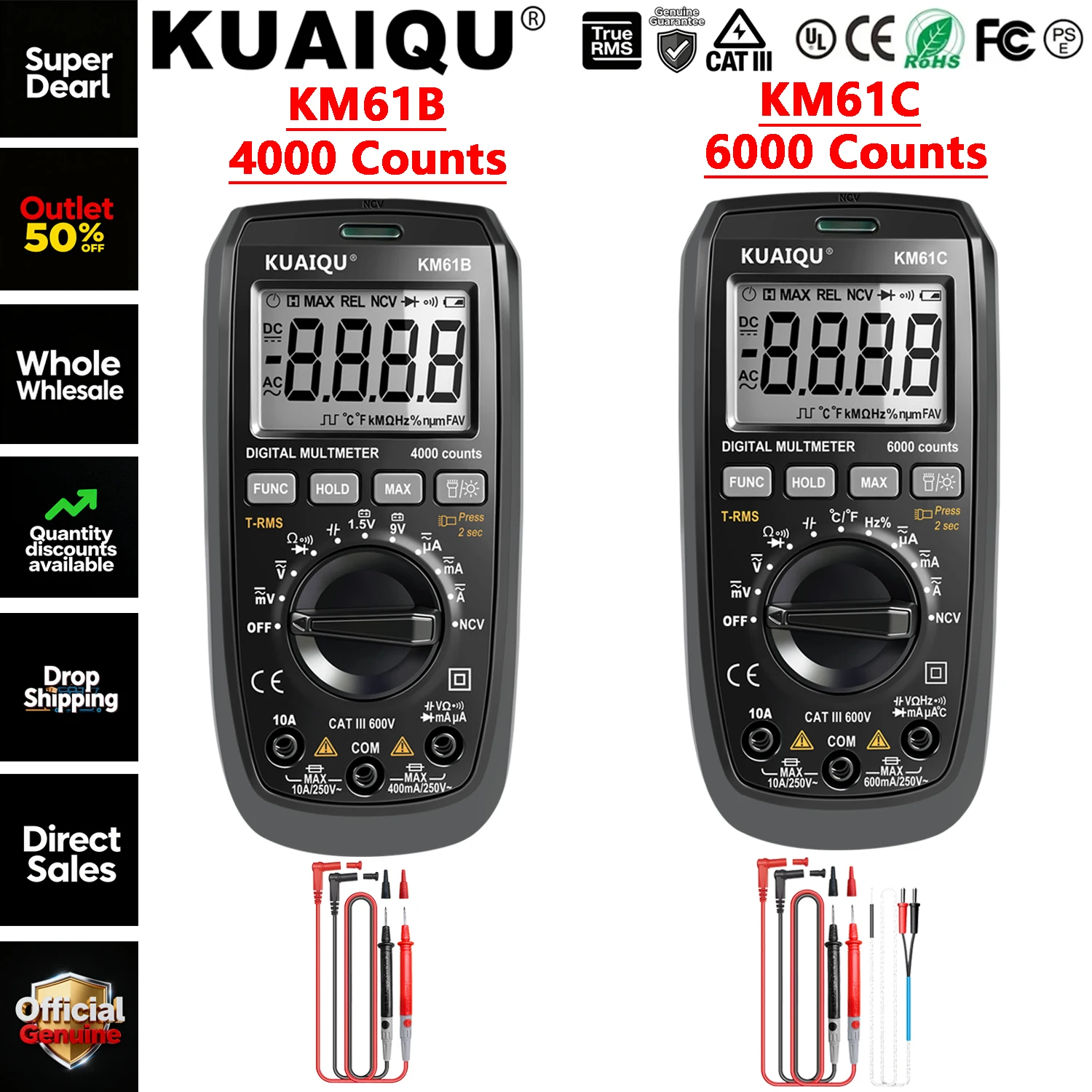

KUAIQU KM61C KM61B цифровой мультиметр умный тестер электрика для постоянного/переменного напряжения емкость Ом Гц NCV профессиональный мультитестер