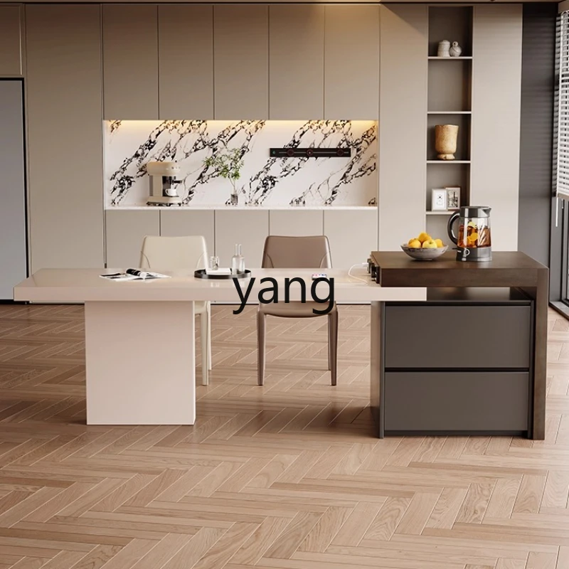 

YHM Rock Board Island Table Dining Table Integrated Telescopic Household