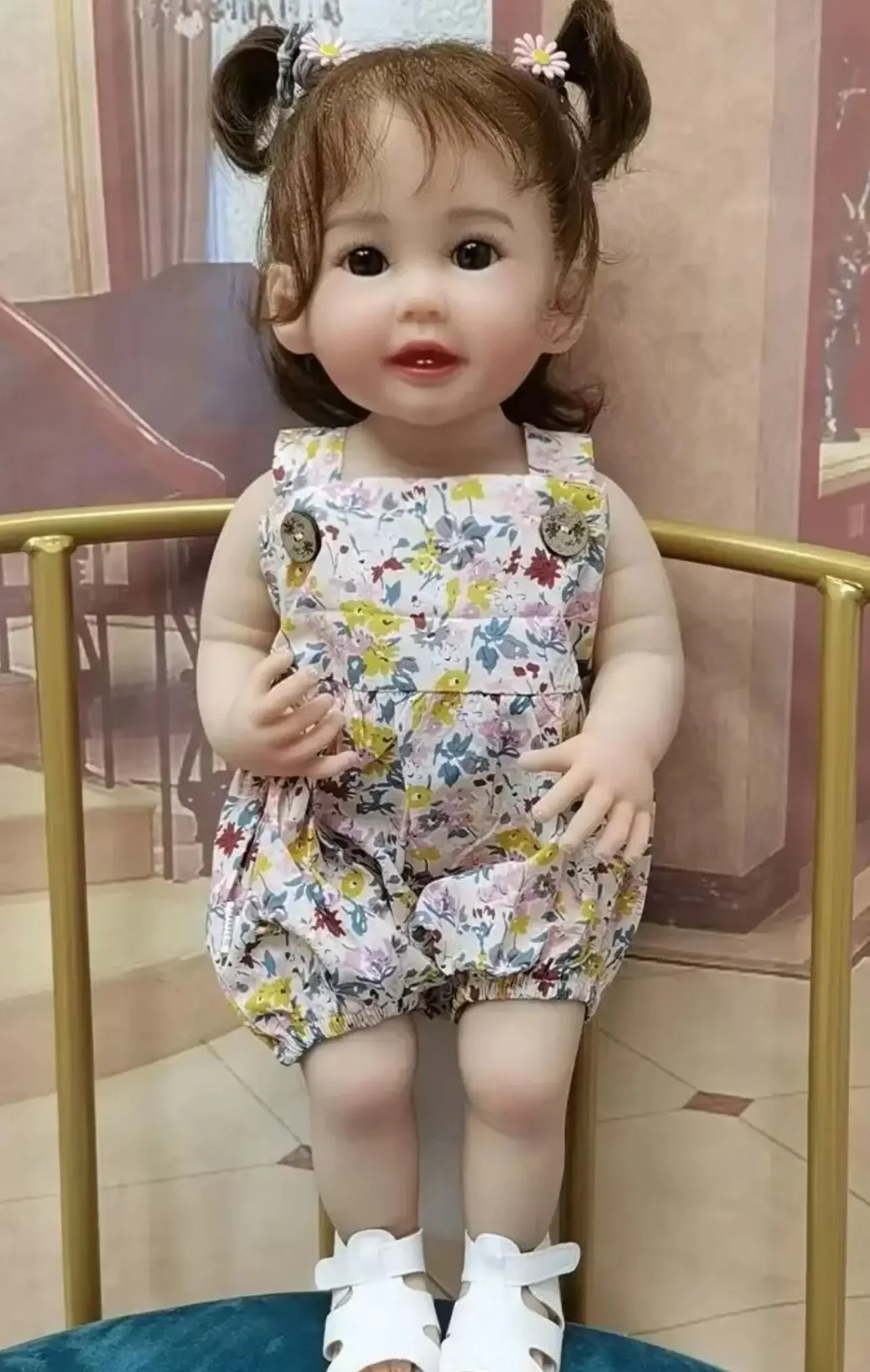 

55CM Already Painted Finished Reborn Toddler Girl Doll Full Body Soft Silicone Vinyl 3D Skin Visible Veins