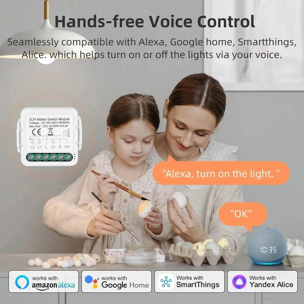 Matter Homekit WiFi interruptor de luz inteligente Control bidireccional 1 2 3 gang Mini interruptor inteligente compatible con Siri SmartThings Alexa Google Home