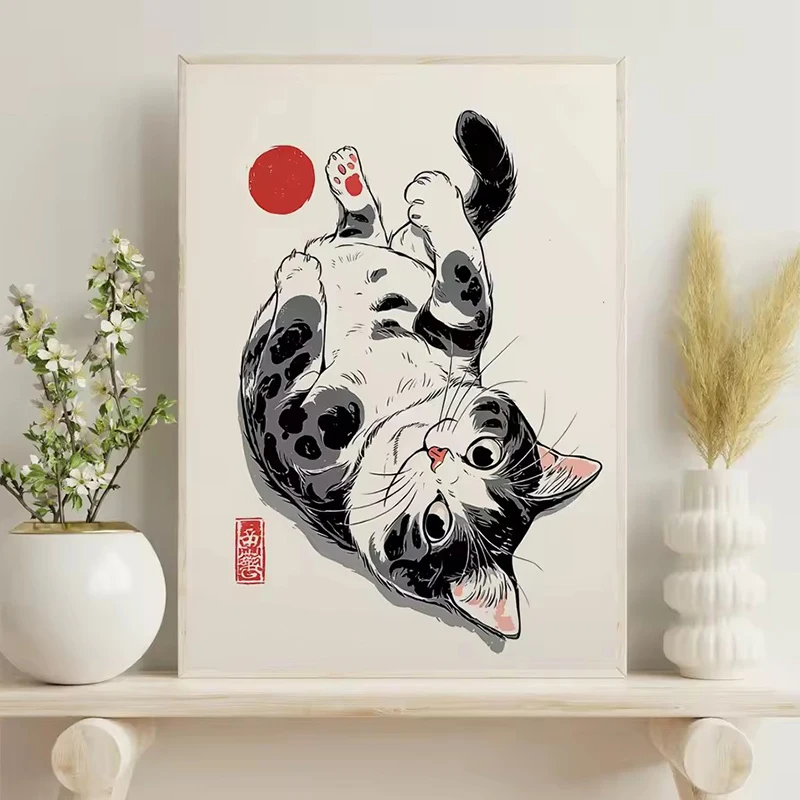 خمر اليابانية اسبريسو السوشي رامين القط الأسود المطبخ الغذاء التوضيح المشارك حائط لوح رسم صور ديكور المنزل