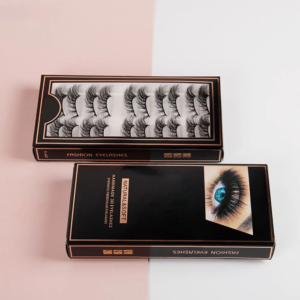 

10 Pairs 3D Curly Natural Makeup Dense Extension 3D False Eyelash Natural Eyelashes Stage Long Reusable Beauty Set