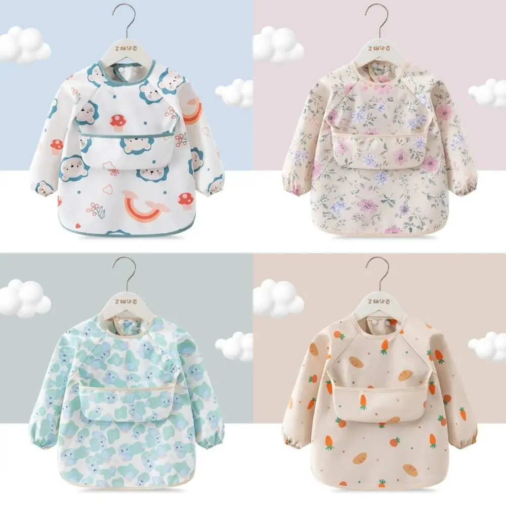 Waterproof Child Feeding Bib Rice Pocket Feeding Blouse Long Sleeve Apron Soft Children's Feeding Smock Toddler Bibs