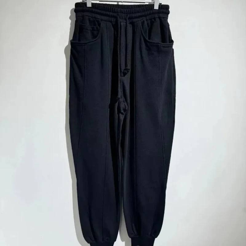 24AW New Drawstring Sweatpants Men and Women Cotton Loose Mans Pants Tide Man Pant Men's Clothing Y2k