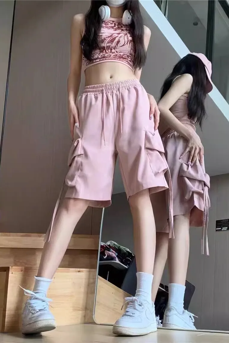 شورت نسائي كاجوال على الطراز الكوري ملابس عمل صيفية رفيعة عالية الخصر ضيقة وواسعة الساق بتصميم مستقيم وشاح عائم سروال خمسة أرباع #2