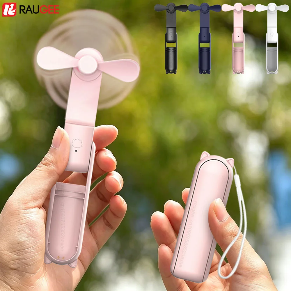 Handheld Mini Fan Portable Small Pocket Fan 3 in 1 Folding Fan USB Rechargeable Fans with Power Bank 3 Speeds for Outdoor Home