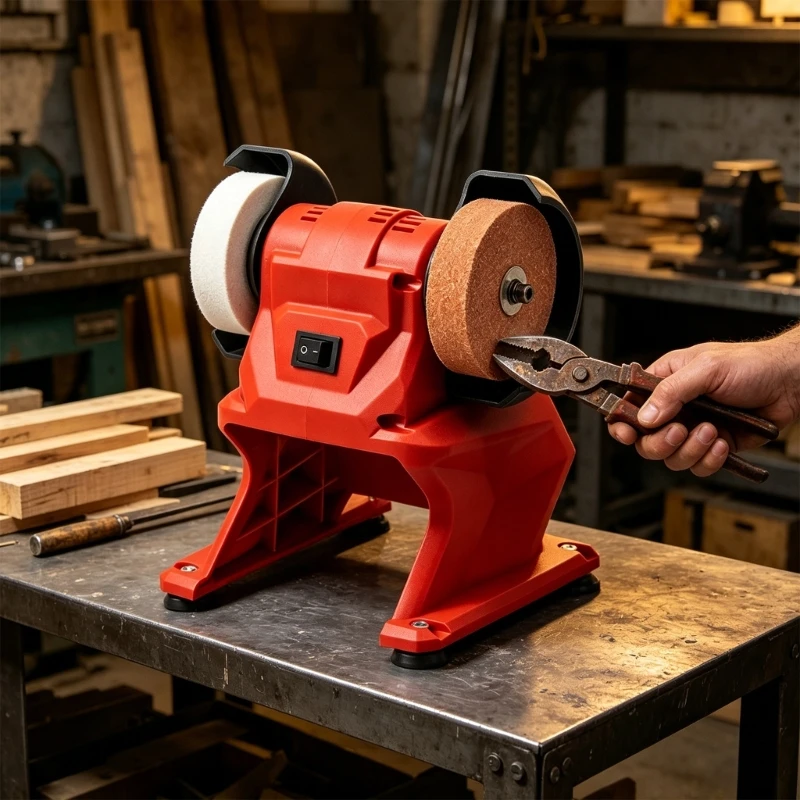 21 V Akku-Schleifmaschine, Doppelschleifscheibe für Metall, Holz, Polieren, Saugbasis, tragbar, 5500 U/min, einfaches Werkzeug – Detail 10