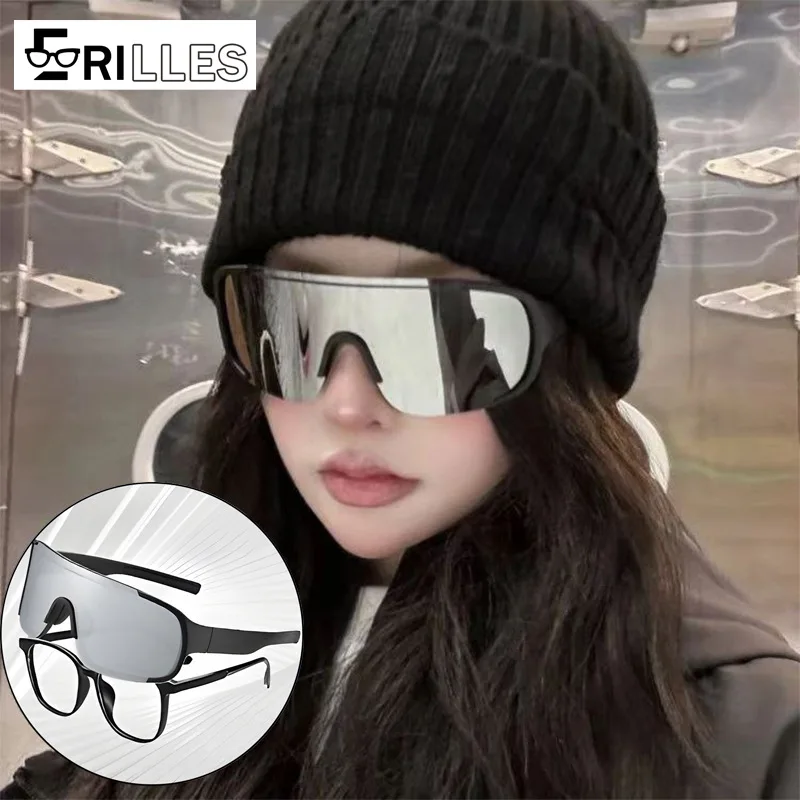Magnetische Clip-On-Sonnenbrille für Outdoor-Sportarten, übergroßer Rahmen mit UV400, winddichte Schutzbrille zum Radfahren, Skifahren, Wandern