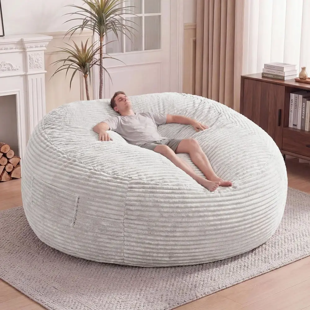 

8 Ft Giant Foam Bean Bag Chair, Oversized Couch with Removable Cover, Soft Plush Bean Bag Chairs for Adults and for Kids Teens