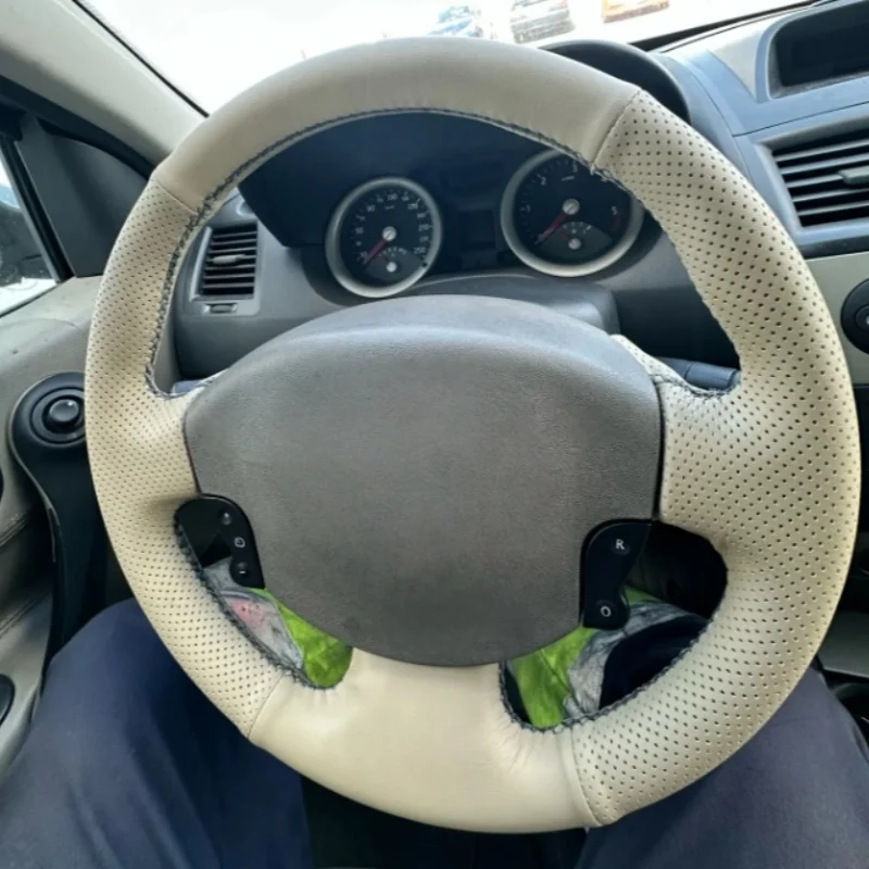 Housse de volant de voiture en cuir artificiel beige doux pour Renault Megane, Kangoo 2003-2008, Scenic 2 2003-2009, accessoires
