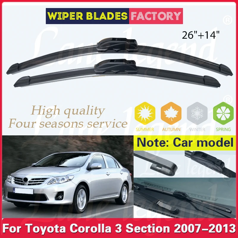 Front Wipers For Toyota Corolla 3 Section 2007 - 2013 Wiper Blade Rubber 26