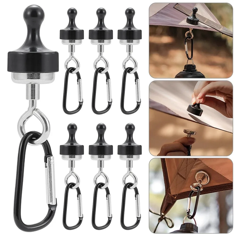 

7pcs Magnetic Lanyard Clip Pulling Force Hanging Carabiner Heavy Duty Multipurpose for Outdoor Hanging Camping Light Accessories