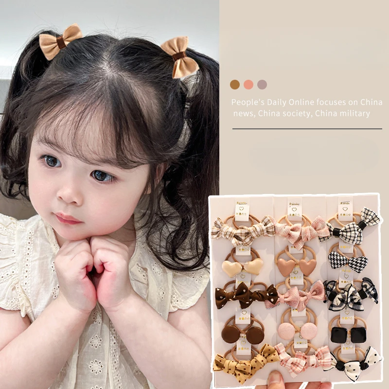 Baby Mädchen Bowknot geometrische Muster Ornament elastische Haarband Kinder süße weiche Haar gummis Gummiband Kinder Haarschmuck