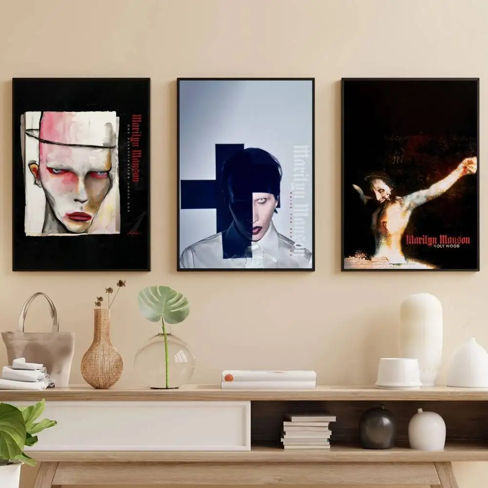 

M-Marilyn M-Manson Poster Self-adhesive Art Waterproof Paper Sticker Coffee House Bar Room