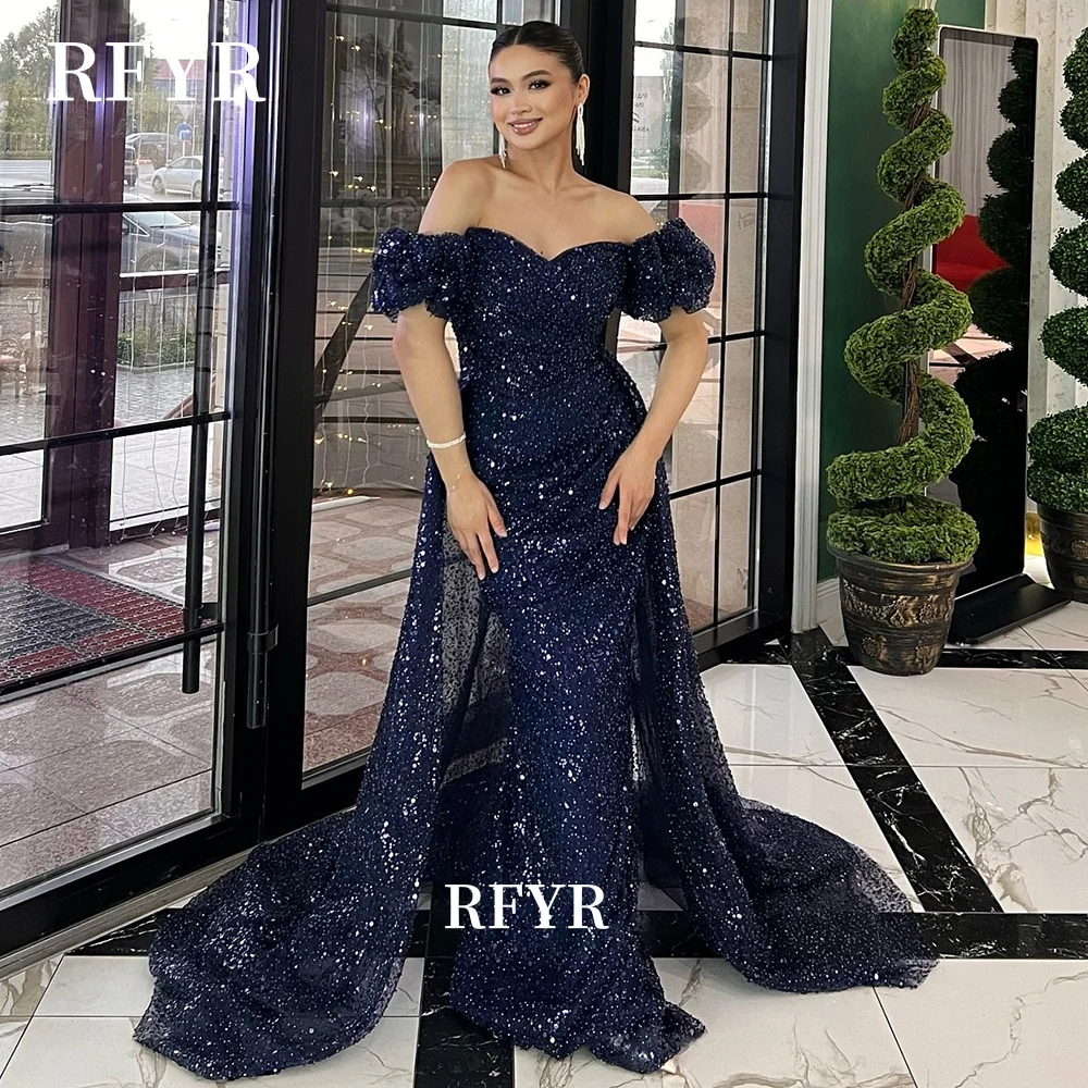

Вечернее платье RFYR с открытыми плечами, вечернее платье русалки, расшитое блестками платье для выпускного вечера для женщин مناسبة رسمية по индивидуальному заказу