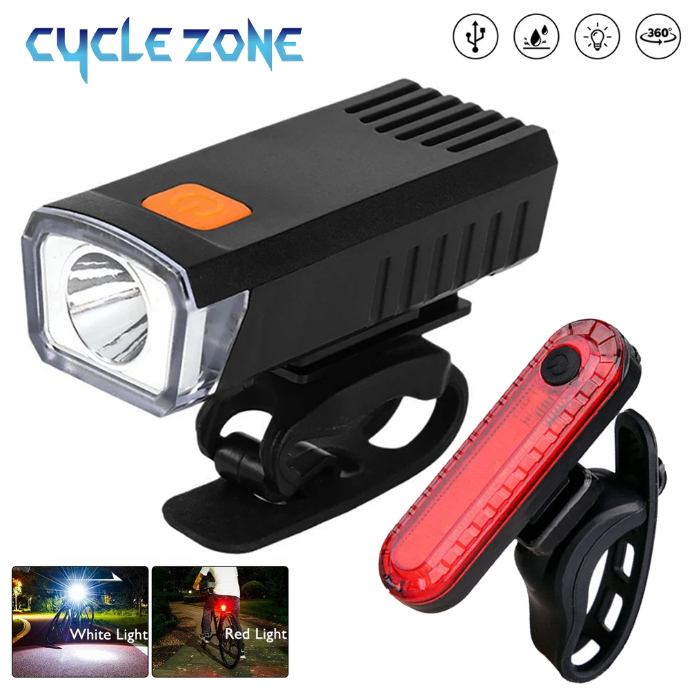 

Bicycle Front Rear Lights Rechargeable Bike Light Set MTB Road Bike Headlight Taillight Cycling Headlight Tail Warning Lamp