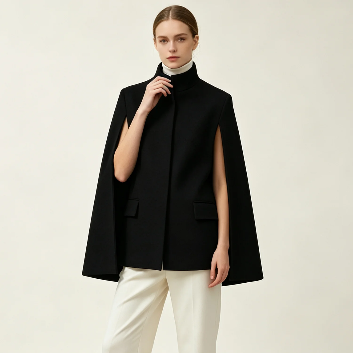 PUAL  Wool fabric stand collar - Women Formal Wear Stitching 评论和价格