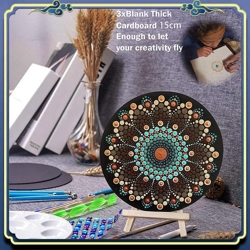 

Портативный 8 шт. 15 см черная Мандала крафт-бумага круглый картон для рисования DIY картон для художника художника