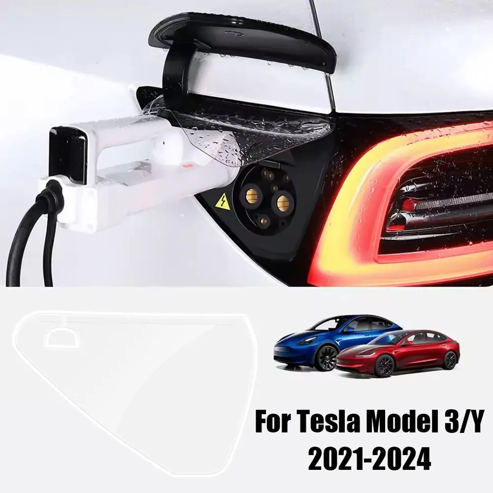 Charger Port Cover Voor Tesla Y 2021-2024 Poort Opladen Regendicht Cover Stofdicht Regenhoes Auto Accessoires J7x9