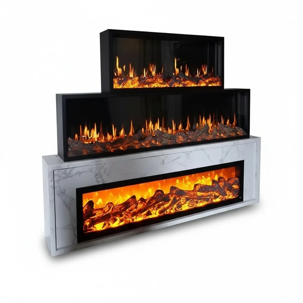 

Holographic Screen Fireplace, 39.37 Inch Steel Electric Fireplace Insert, Ultra-Slim Smart LED Flame for Alexa and Google Home