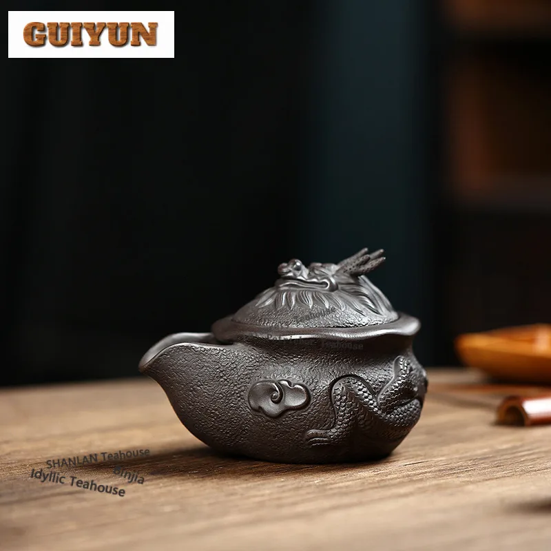 

180 мл Элегантные фиолетовые глиняные чайники Исин, ручная работа, горшок с необработанной рудой, желтый грязевой чайник с заварочным устройством, чайный сервиз Zisha, ремесло