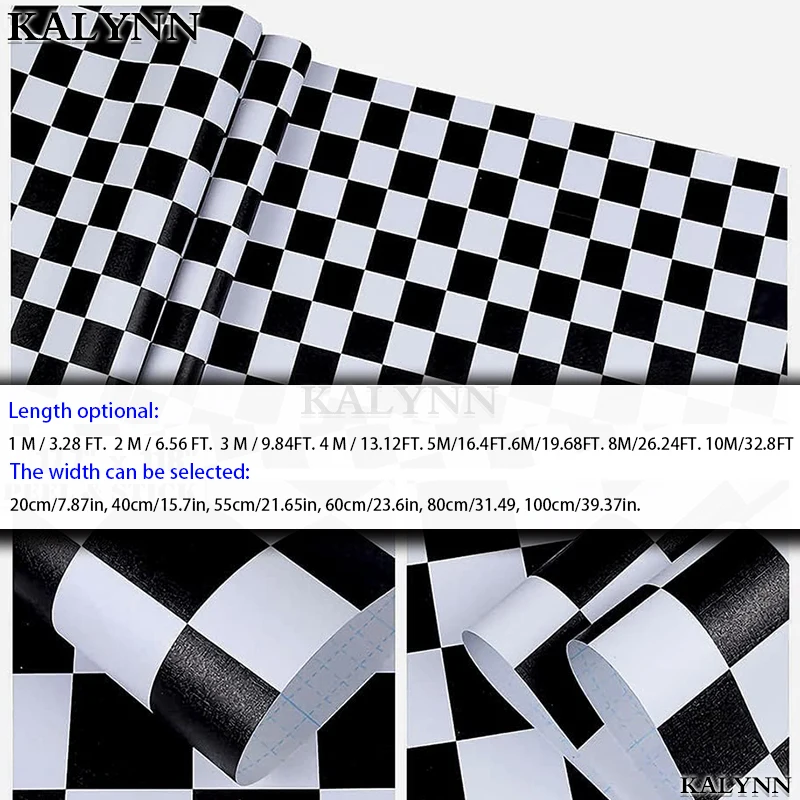 Black White Checkered Flag Self Adhesive Wallpaper,Mosaic Trellis Contact Paper,Vinyl Peel and Stick WallPaper,DIY Decor Sticker