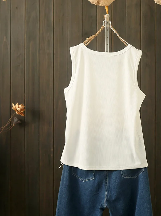 Summer Loose Knitted Sleeveless Vest Women's Inner Wear Base Shirt Large Size 200 Pounds Spiral Ribbed Multiple Colors Available