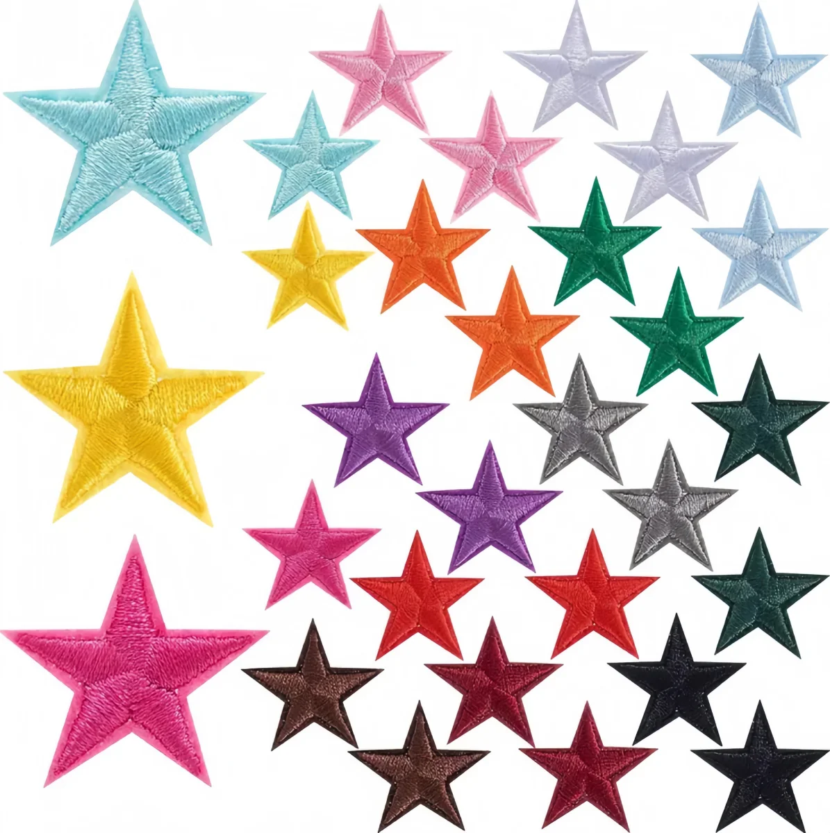 20 Stück/Lot kleine Mini-Stern-Stickerei-Aufnäher zum Aufbügeln auf Stoff für Applikationen, DIY-Bastelarbeiten, Taschen, Kleidung, Dekoration, Nähzubehör