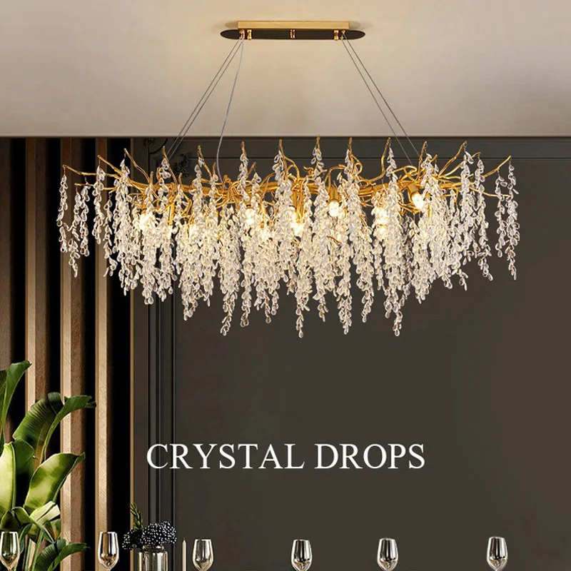 

Luxury Branches LED Crystal Chandeliers Home Lighting for Living Dining Room Decoration Indoor Ceiling Pendant Lights Fixtures