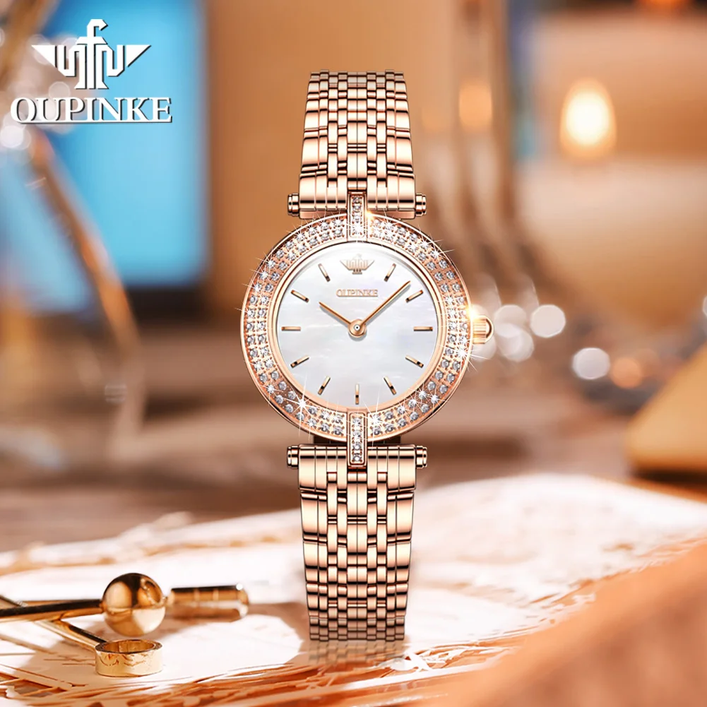 OUPINKE 3191 Luxury Quartz Watches for Women Original Brand Swiss Movement Diamond Sapphire Crystal Elegant Ladies Wristwatches