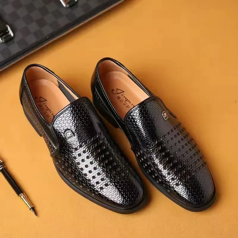 فاخر صيف جديد شاهق الأعمال أحذية من الجلد عادية تنفس جوفاء لينة وحيد المضادة للانزلاق عالية الجودة الرجال الصنادل #4