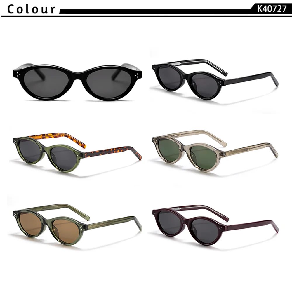 CATERSIDE Retro-Oval-Sonnenbrille für Damen und Herren, Tr-Rahmen, Acetat-Pin-Bein, polarisiert, UV400-Schutz, modische Cat-Eye-Sonnenbrille – Detail 1