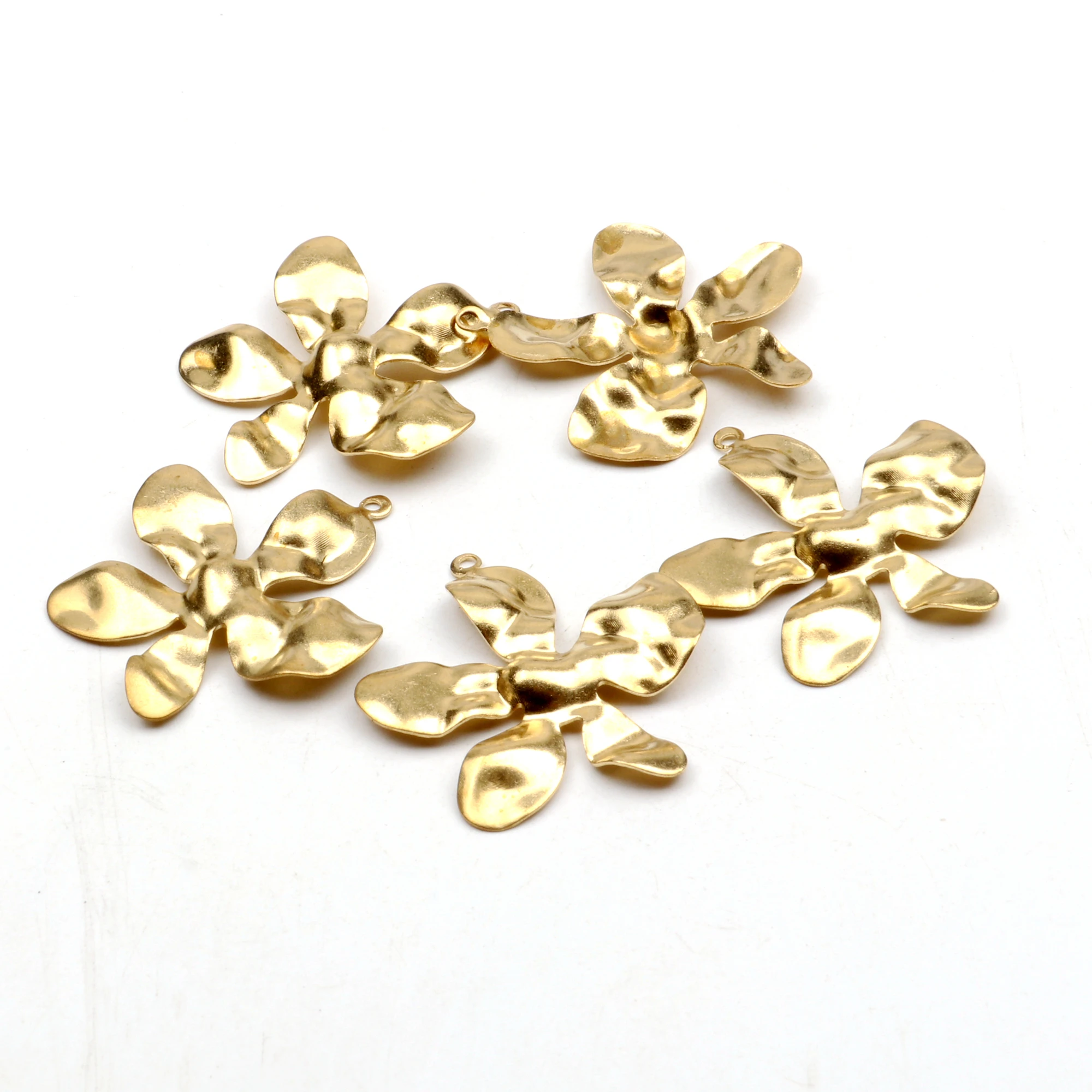Hammered Brass Charms,Flower connector,Findings Accessories For Diy Earrings Necklace Bracelet DIY Making,Jewelry Supplies