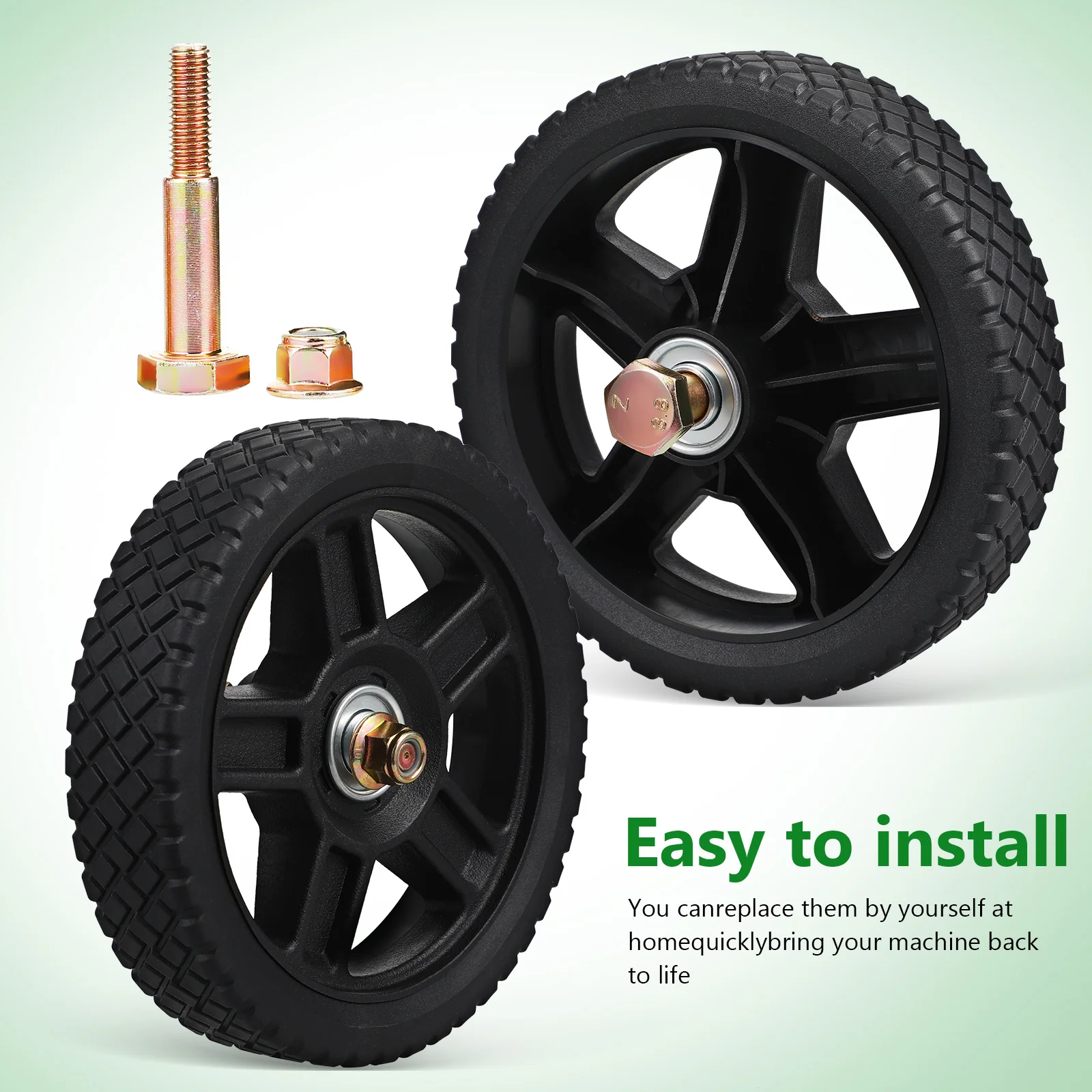 2 قطعة 7 بوصة جزازة العشب عجلات عالمية استبدال عجلات سطح السفينة البلاستيكية قوي البلاستيكية جزازة دعم أجزاء دفع الجبهة عجلة الجوز #5