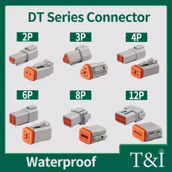 Conector de automóvil serie DT Deutsch, Kit de enchufe de Terminal eléctrico impermeable, DT06-2/3/4/6/8/12S, DT04-2/3/4/12P, 1 Juego