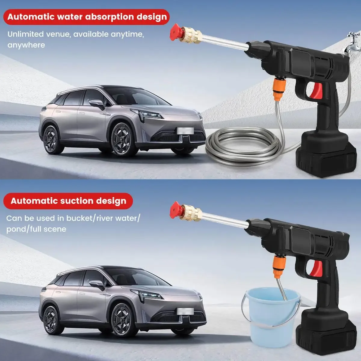 300W Wireless High Pressure Car Wash Washer Gun  Foam Generator Water Gun Spray Cleaner for Makit 18V Battery