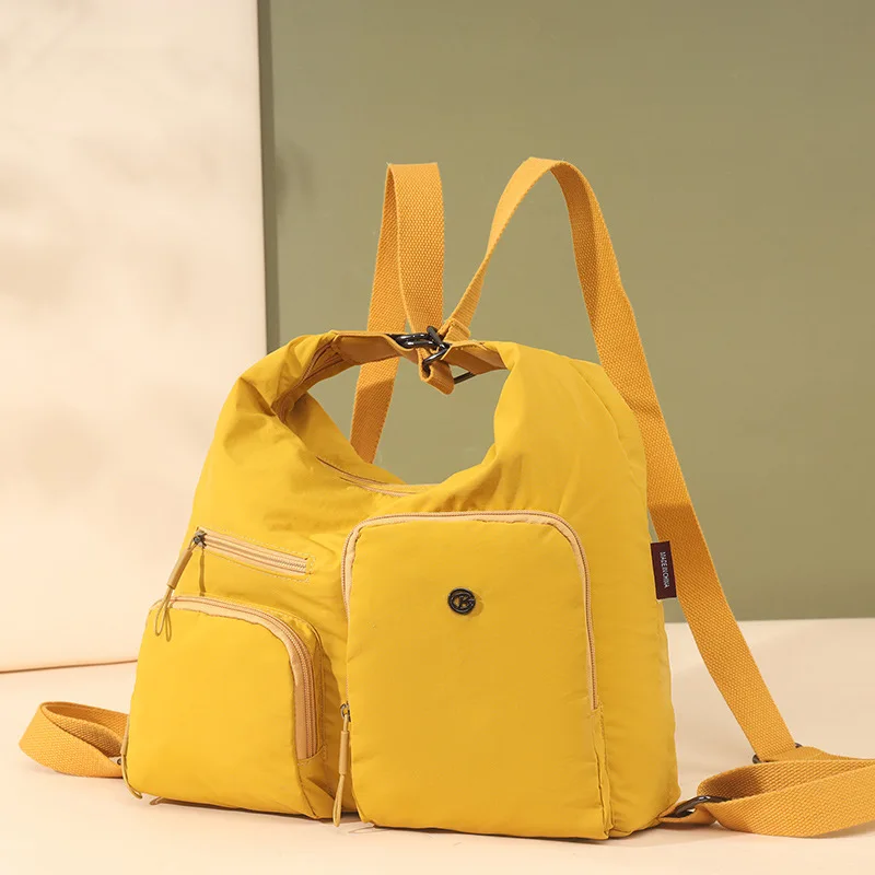 

Fashion Nylon Cloth Shoulder Backpack Women's Multifunctional Crossbody Tote Bag Solid Color Student Backpack Travel Backpack