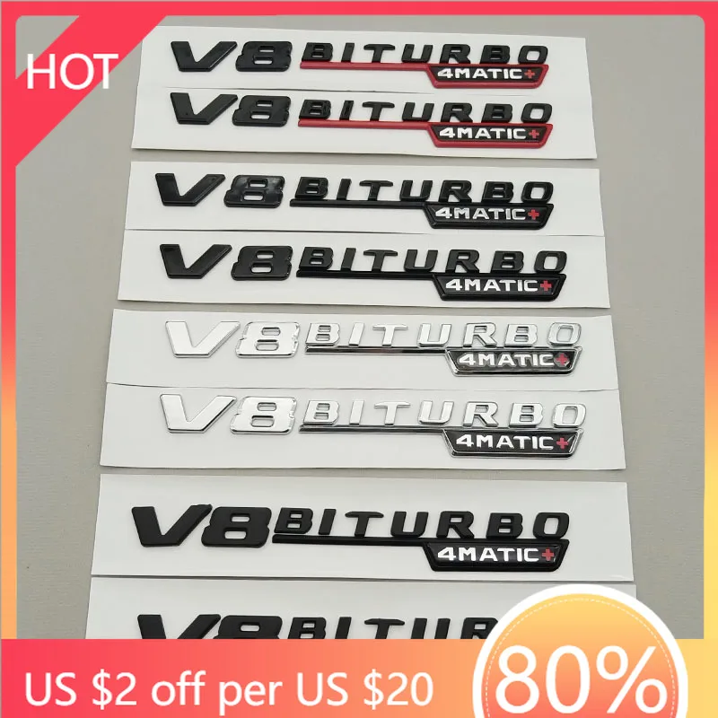 2025 Для Benz 2 шт. 3D ABS V8 Biturbo 4matic Автомобильное крыло Боковая эмблема Для Mercedes Benz C63S W205 E63S W213 S63 W222 GLC63S X253 GL