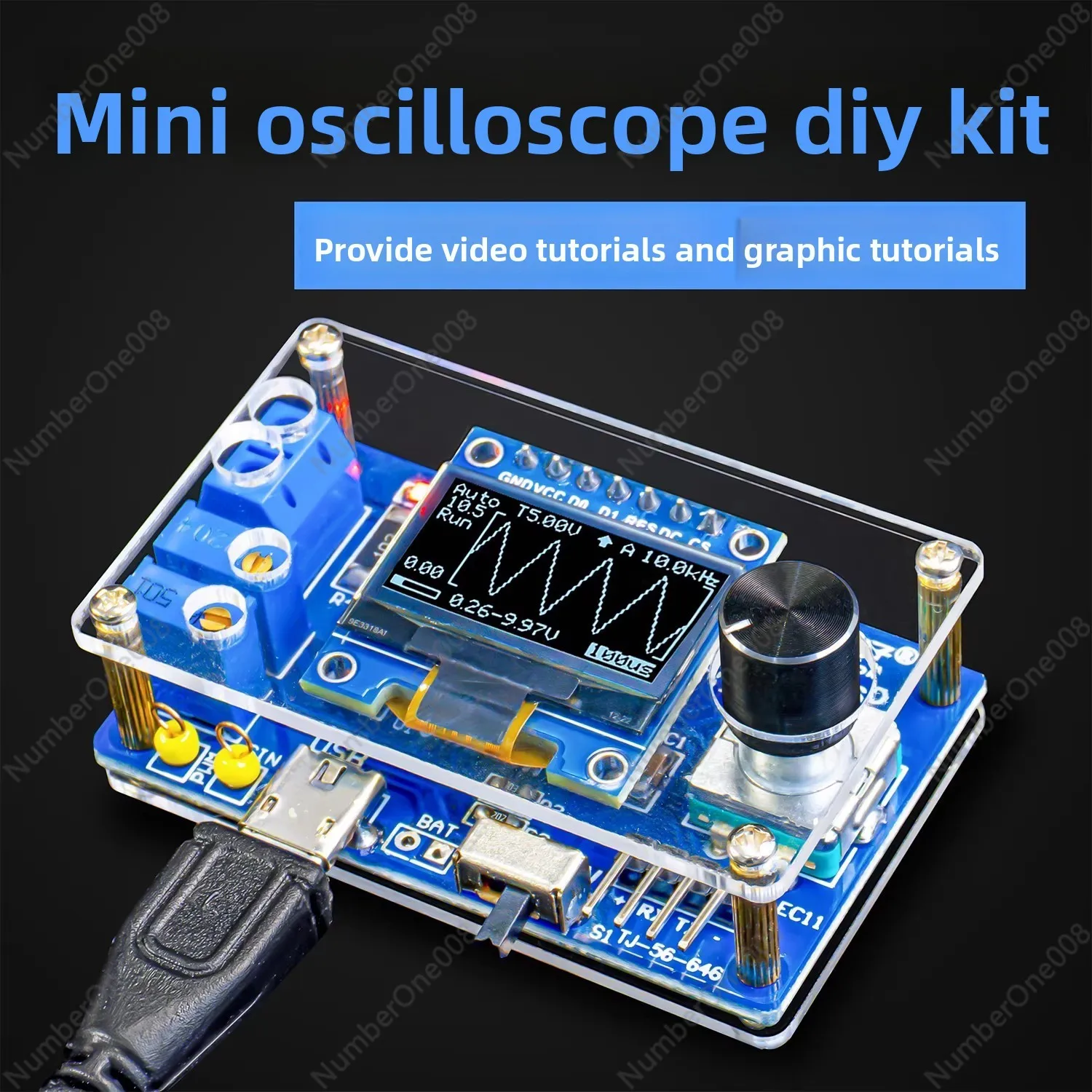 TJ-56-646 Mini DSO Oscilloscope DIY Kit STC8 Microcontroller Soldering Practice Board Electronic Training 5V